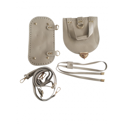 Suni Deri Sırt Çantası Seti Bej Renk