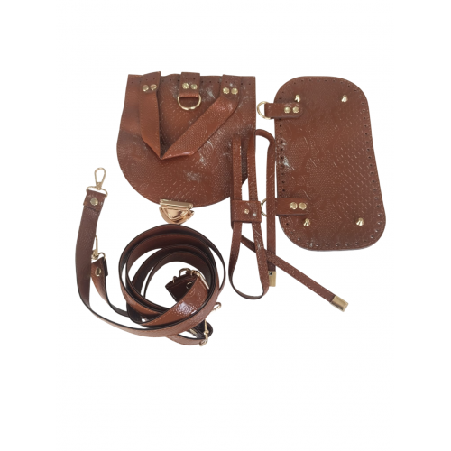 Suni Deri Sırt Çantası Seti Taba Renk