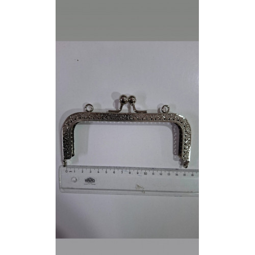  Dikdörtgen Çanta Klipsi 15 cm Gümüş Renk Metal